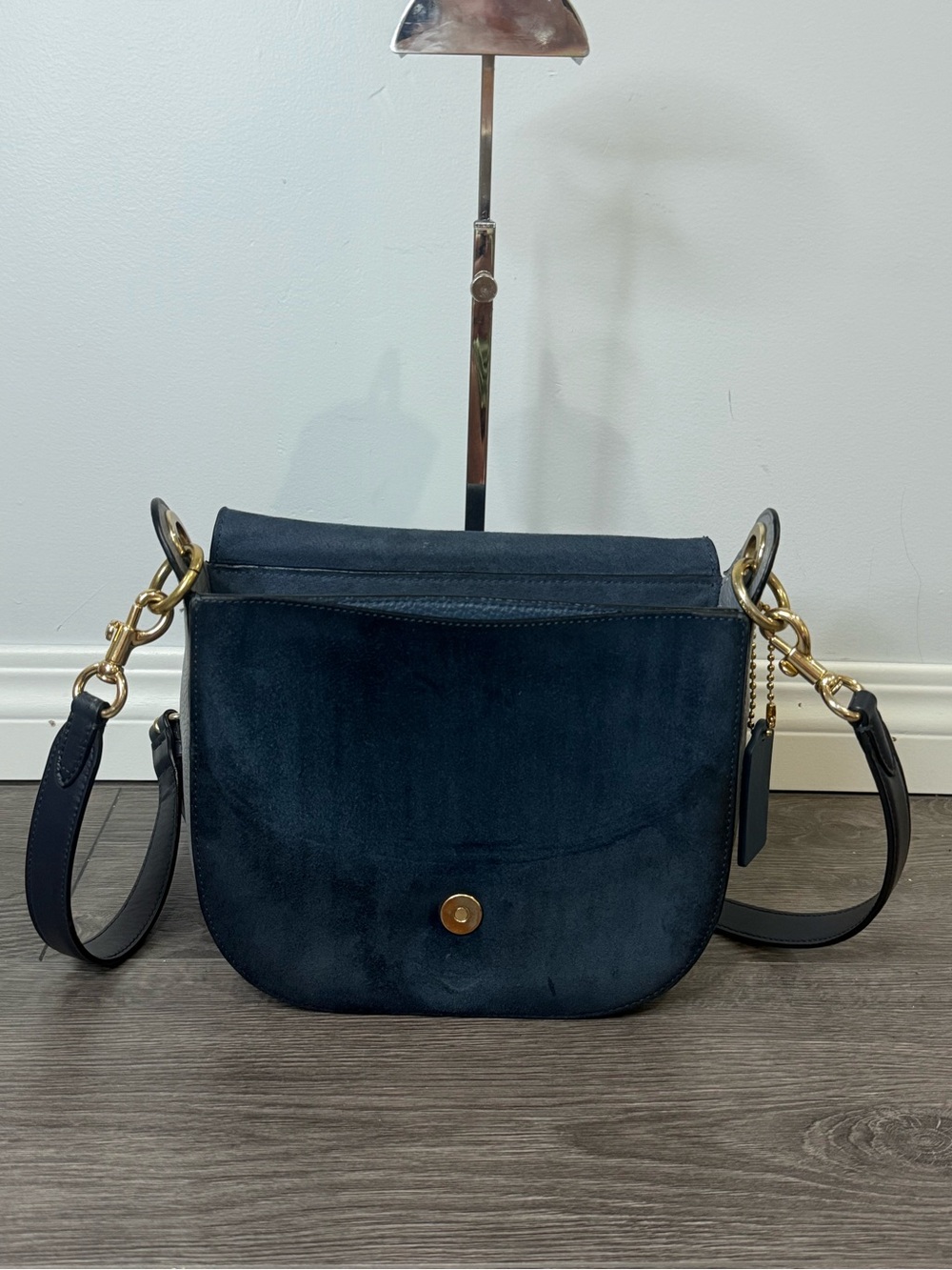 💙Coach Beat Saddle Bag C3688 Blue Pebbled Leather & Suede Crossbody 2021 - Picture 4 of 9